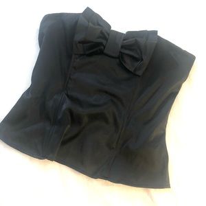 XXI Blk satiny Bustier bow front with boning.